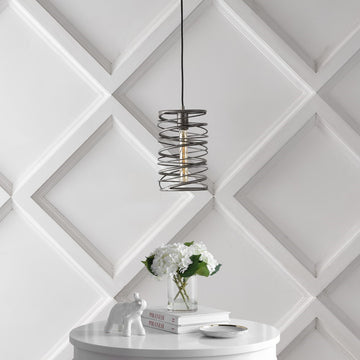 Helisa 7.25" Modern Contemporary Iron Spiral LED Pendant - JONATHAN Y